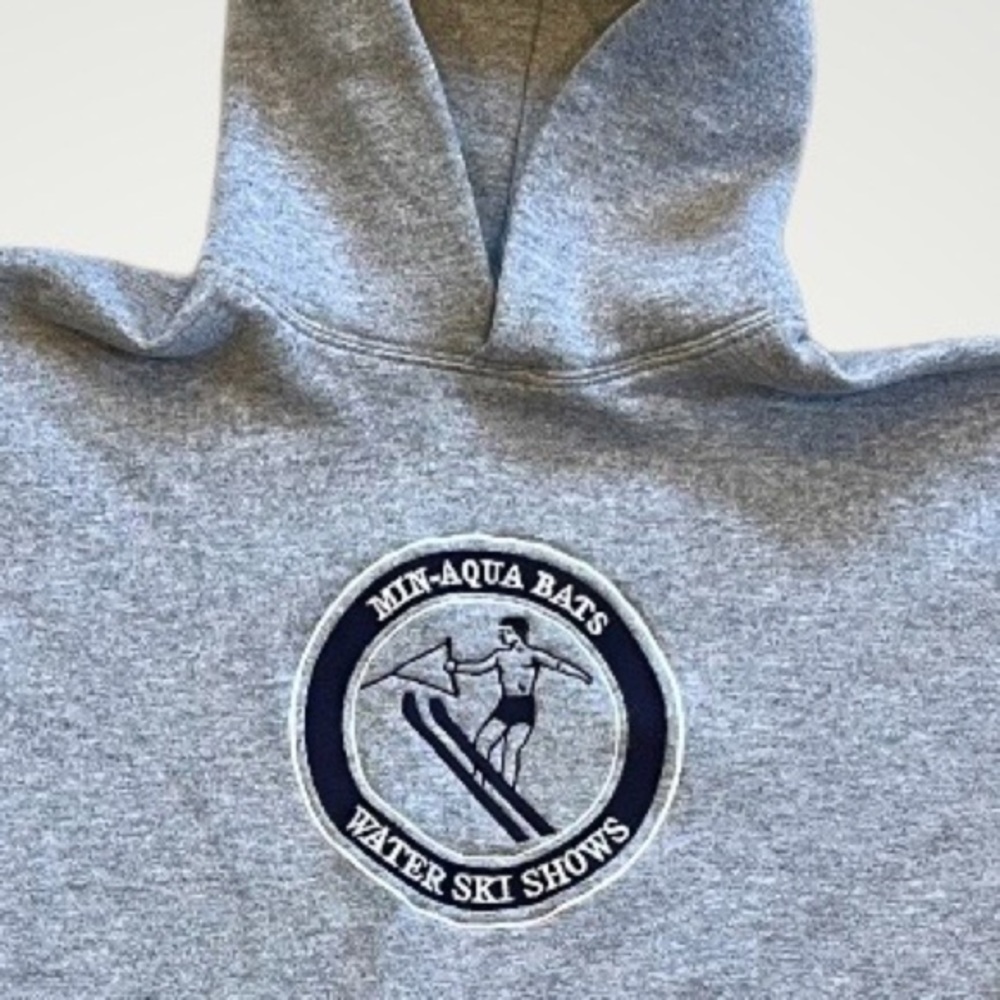 Min-Aqua Bats Water Ski Show Wisconsin hoodie sweatshirt gray blue
